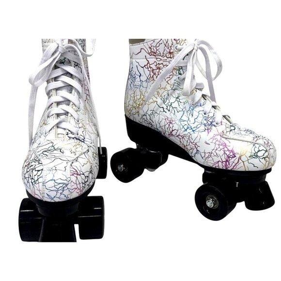 Colorful Abstract Design Roller Skates With Quad Wheels & Laces - Picture 1 of 5